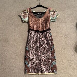 Beguile by Byron Lars Multicolor Patchwork Midi Dress 2P